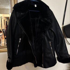NWOT Faux Leather & Faux Shearling Moto Jacket